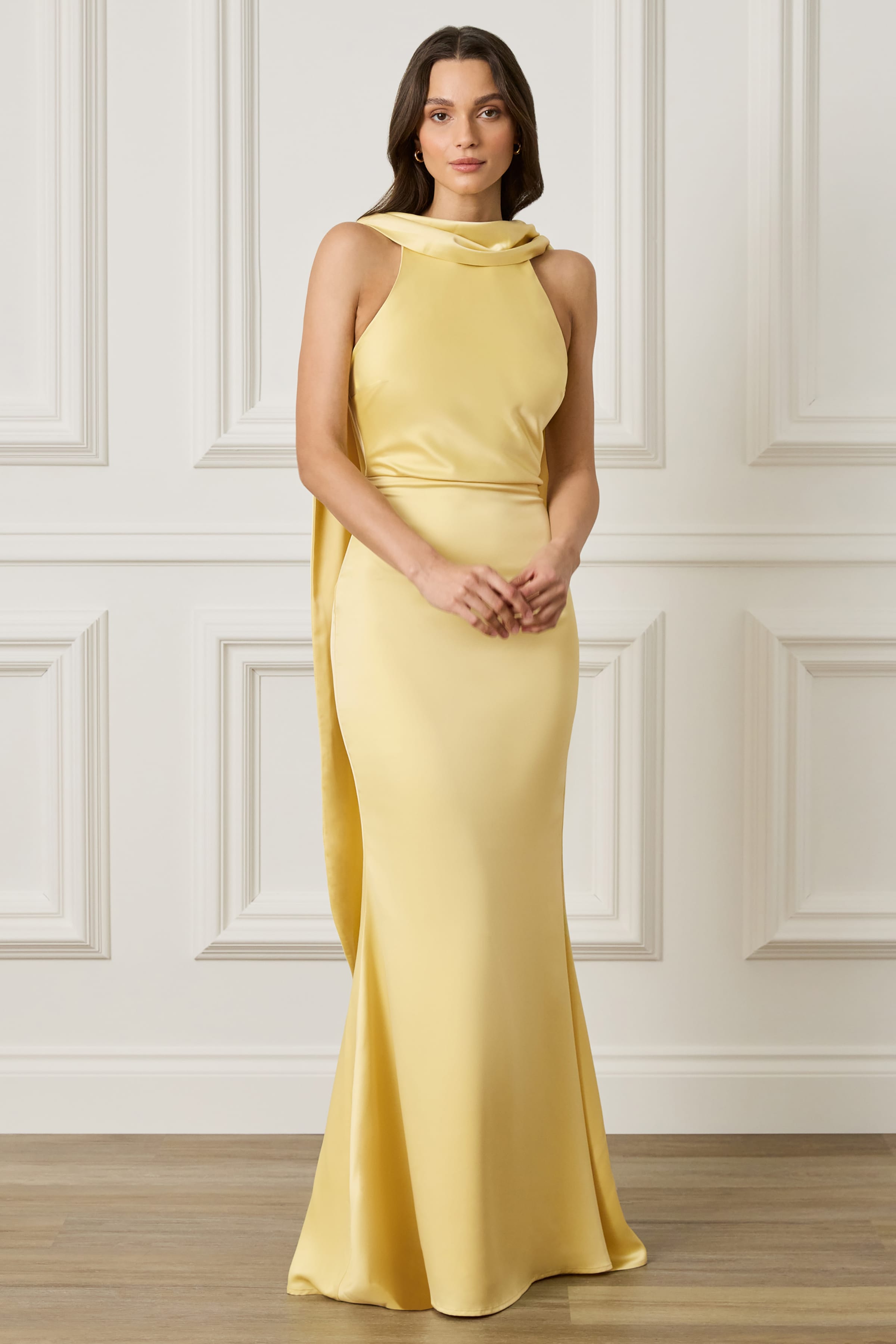 LIORA Scarf Detail Maxi Dress In Yellow