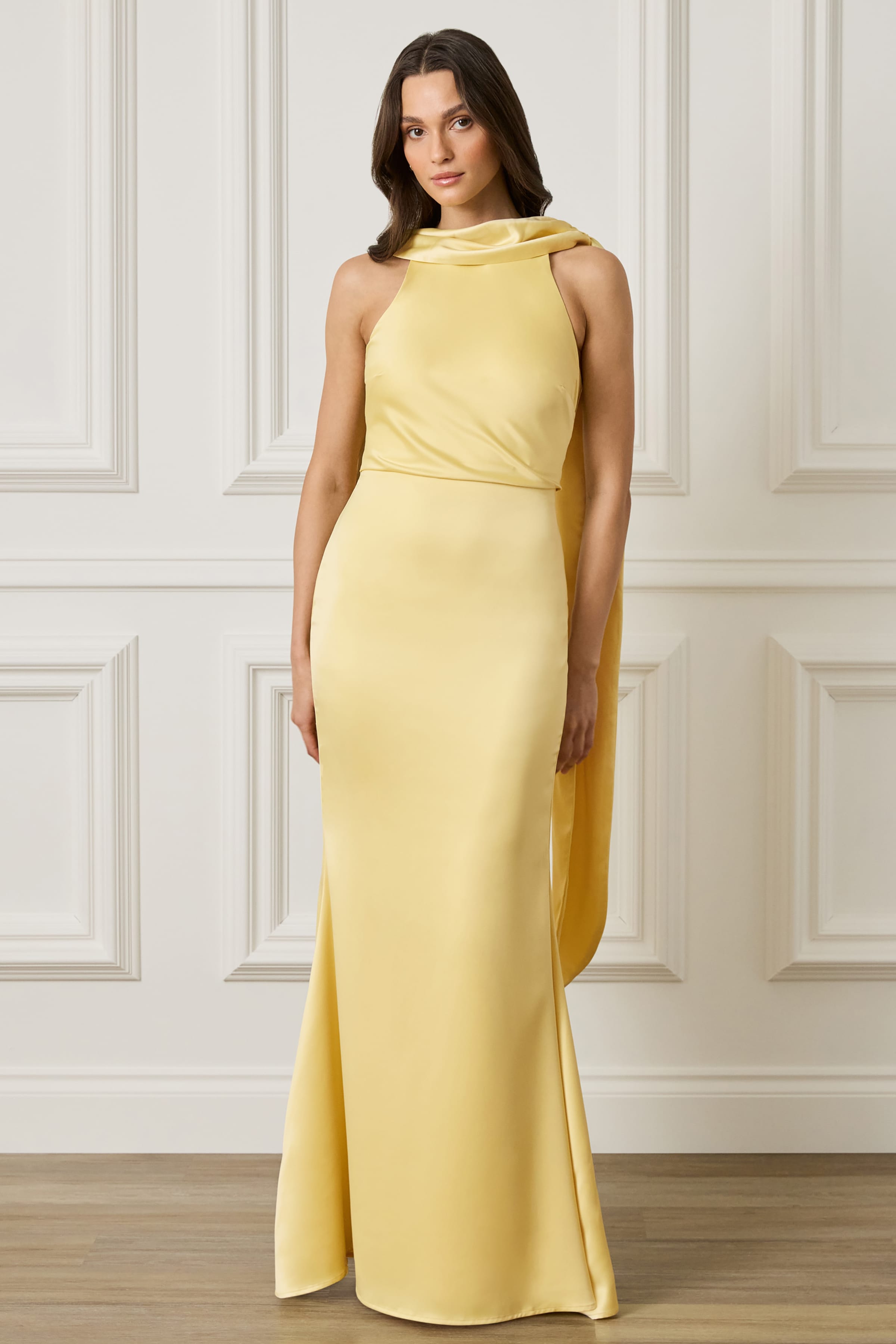 LIORA Scarf Detail Maxi Dress In Yellow