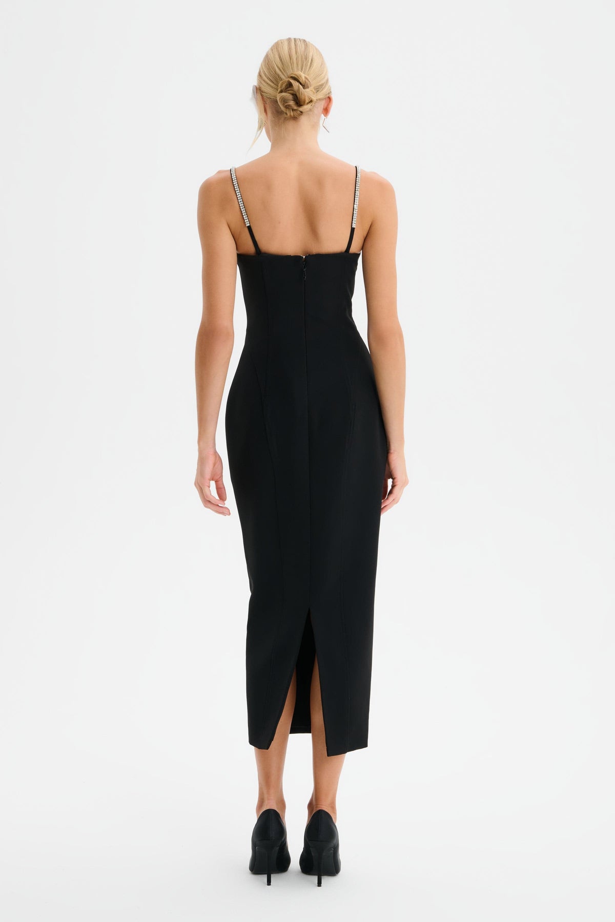 DAISY Embellished Midi Dress in Black