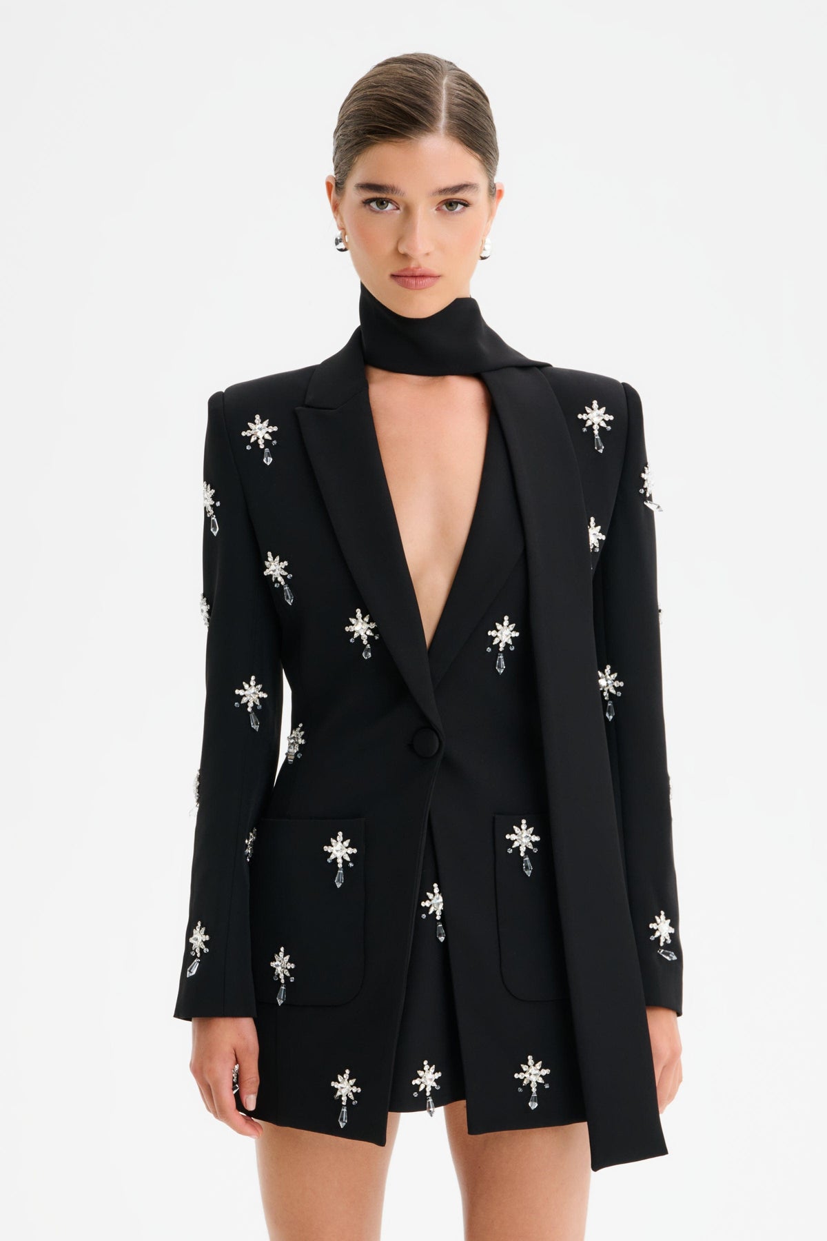 ARIA Embellished Blazer in Black