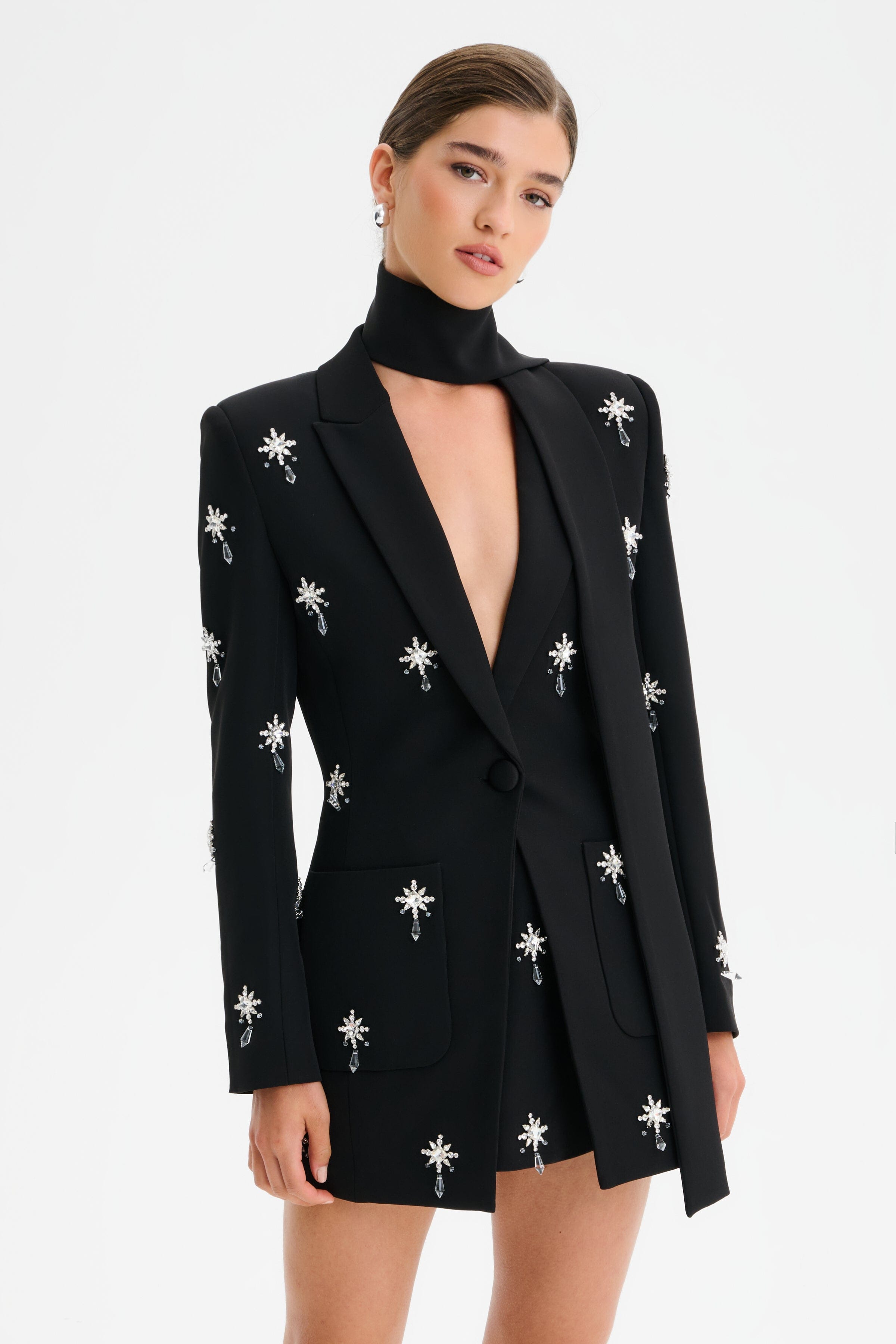 ARIA Embellished Blazer in Black