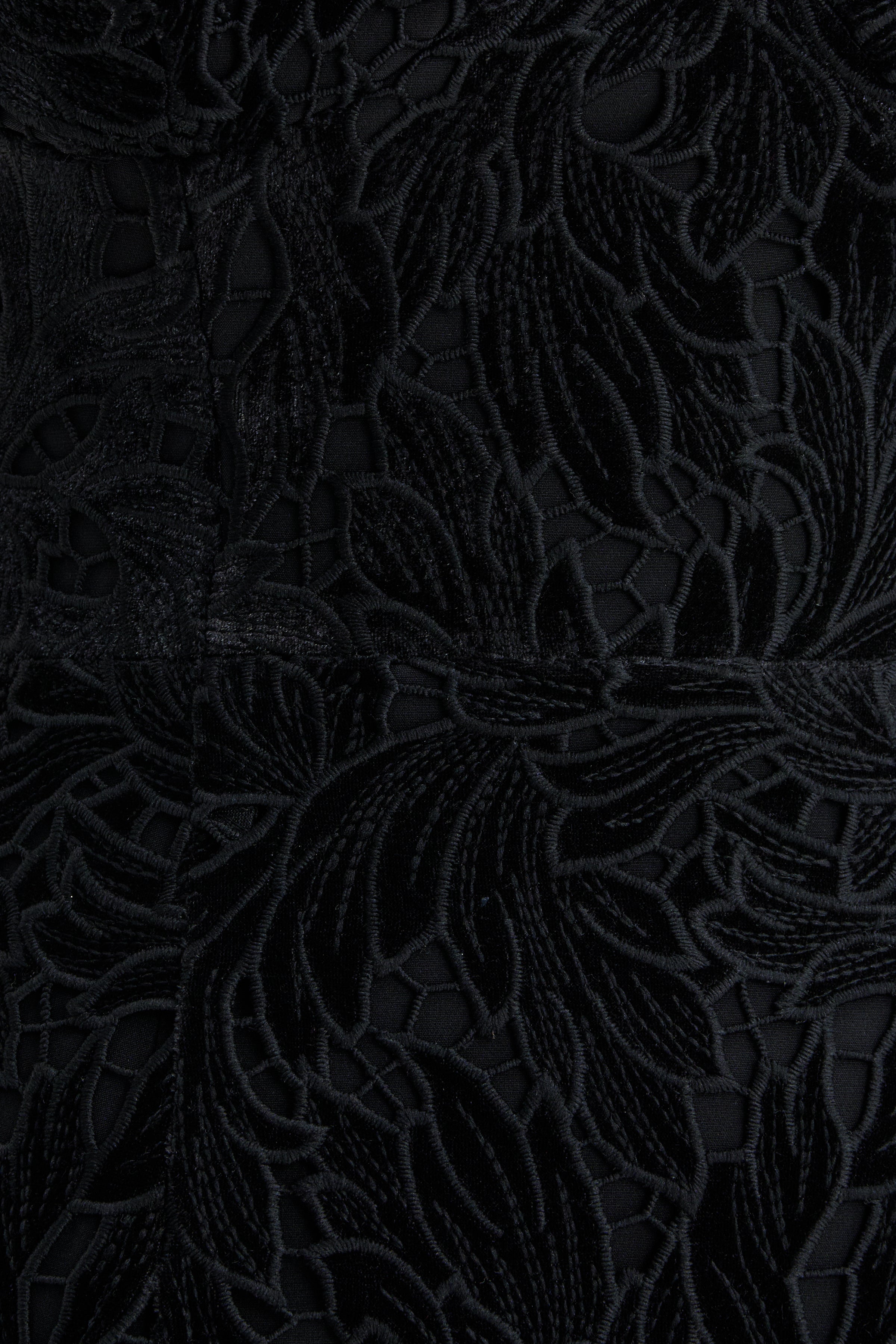 PALOMA Velvet Guipure Lace Corset Mini Dress In Black