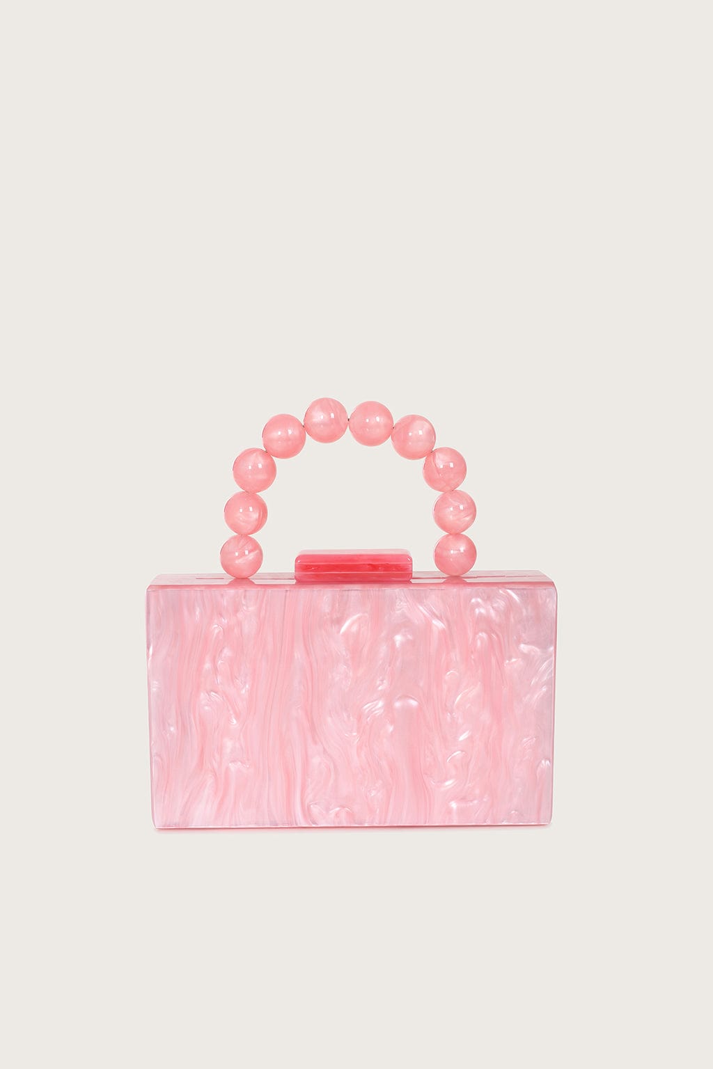 REYA Bead Handle Marbled Box Clutch Bag in Pink