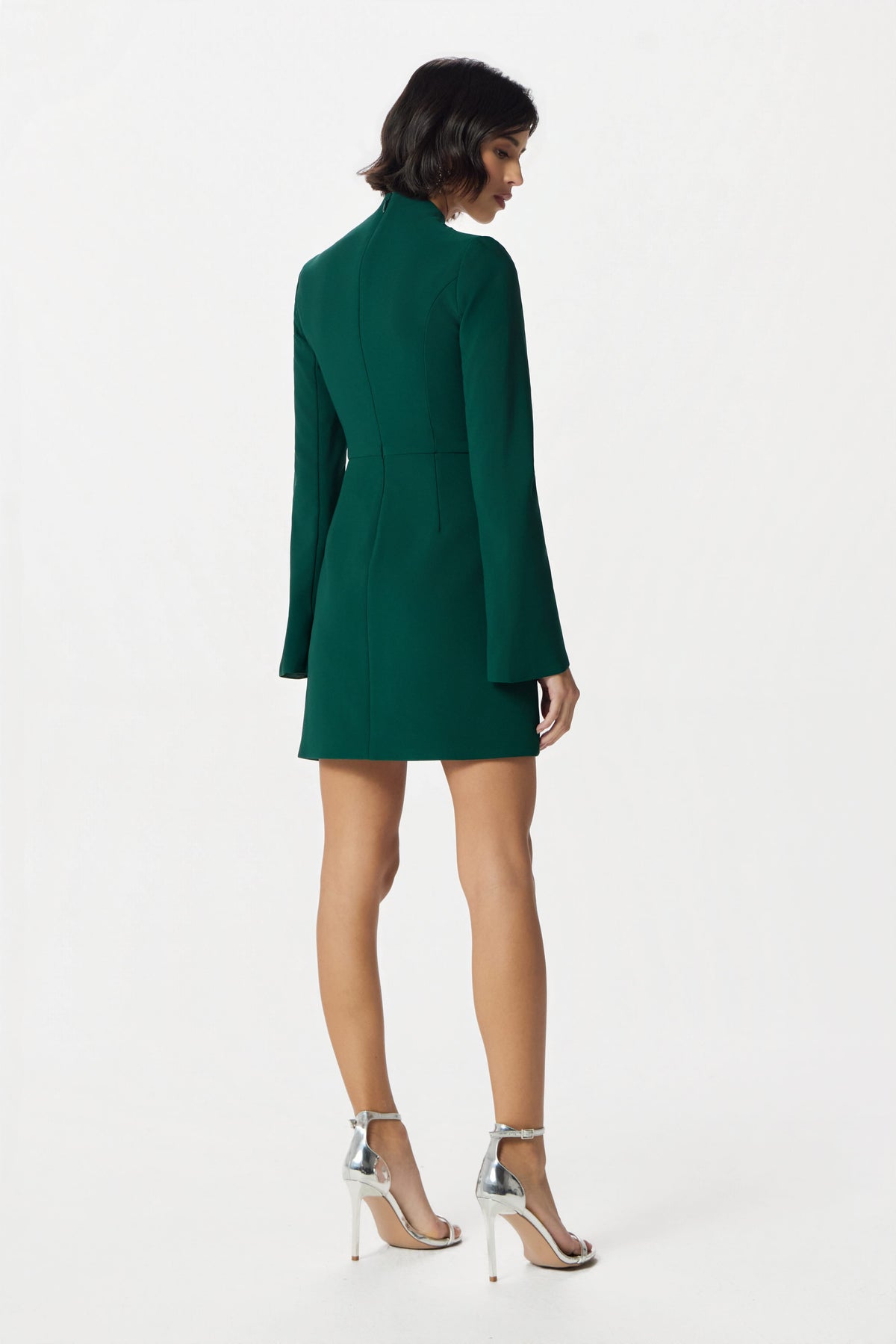 FIONA High Neck Mini Dress in Emerald