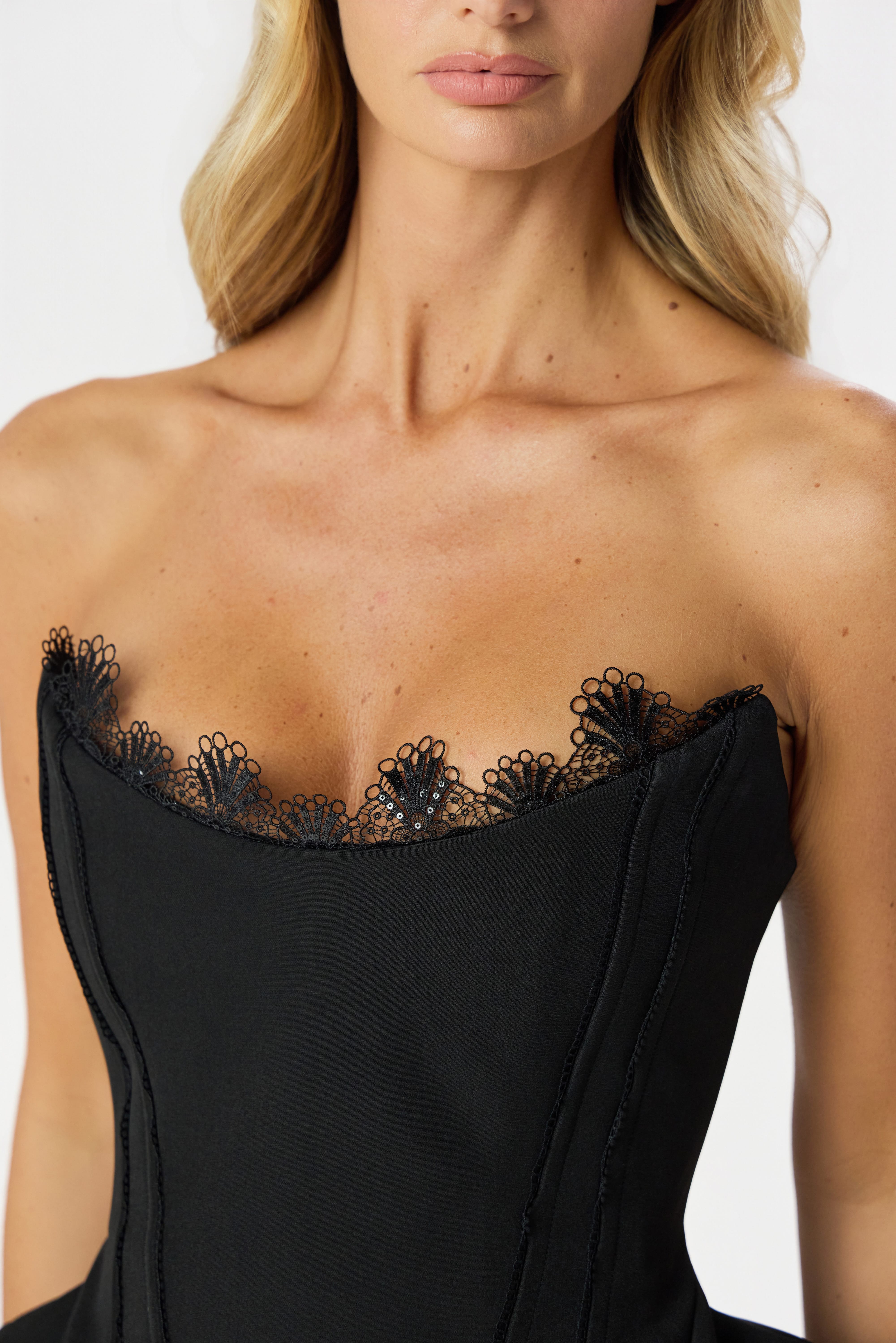 ANASTASIA Bandeau Mini Dress in Black