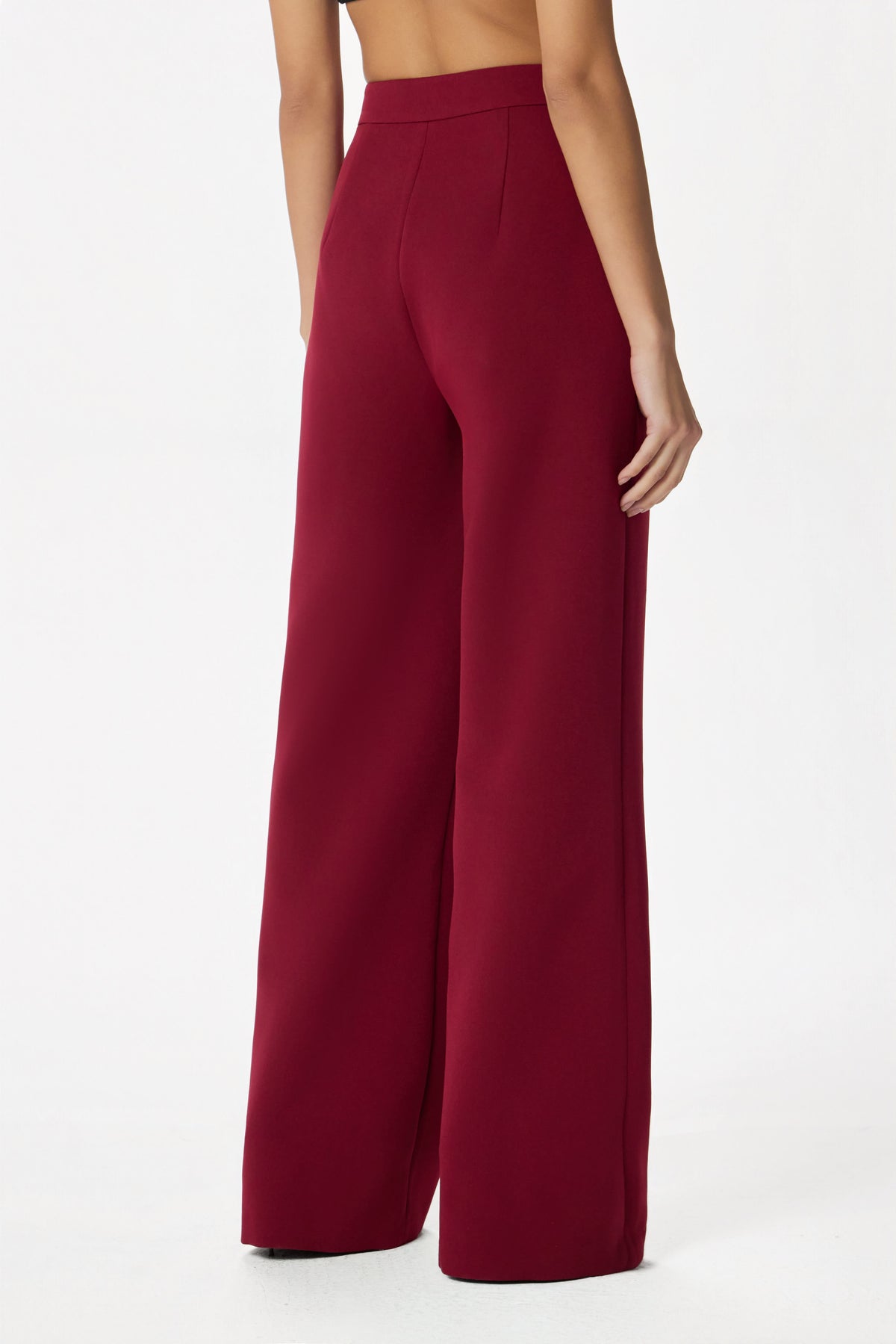 EVIE Wide Leg Trousers in Burgundy