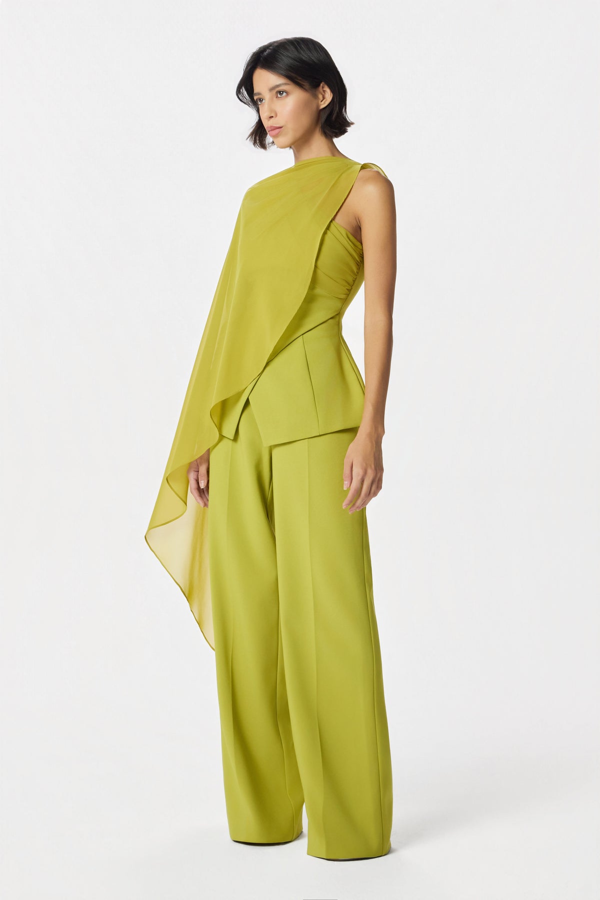 EVIE Wide Leg Trousers In Chartreuse