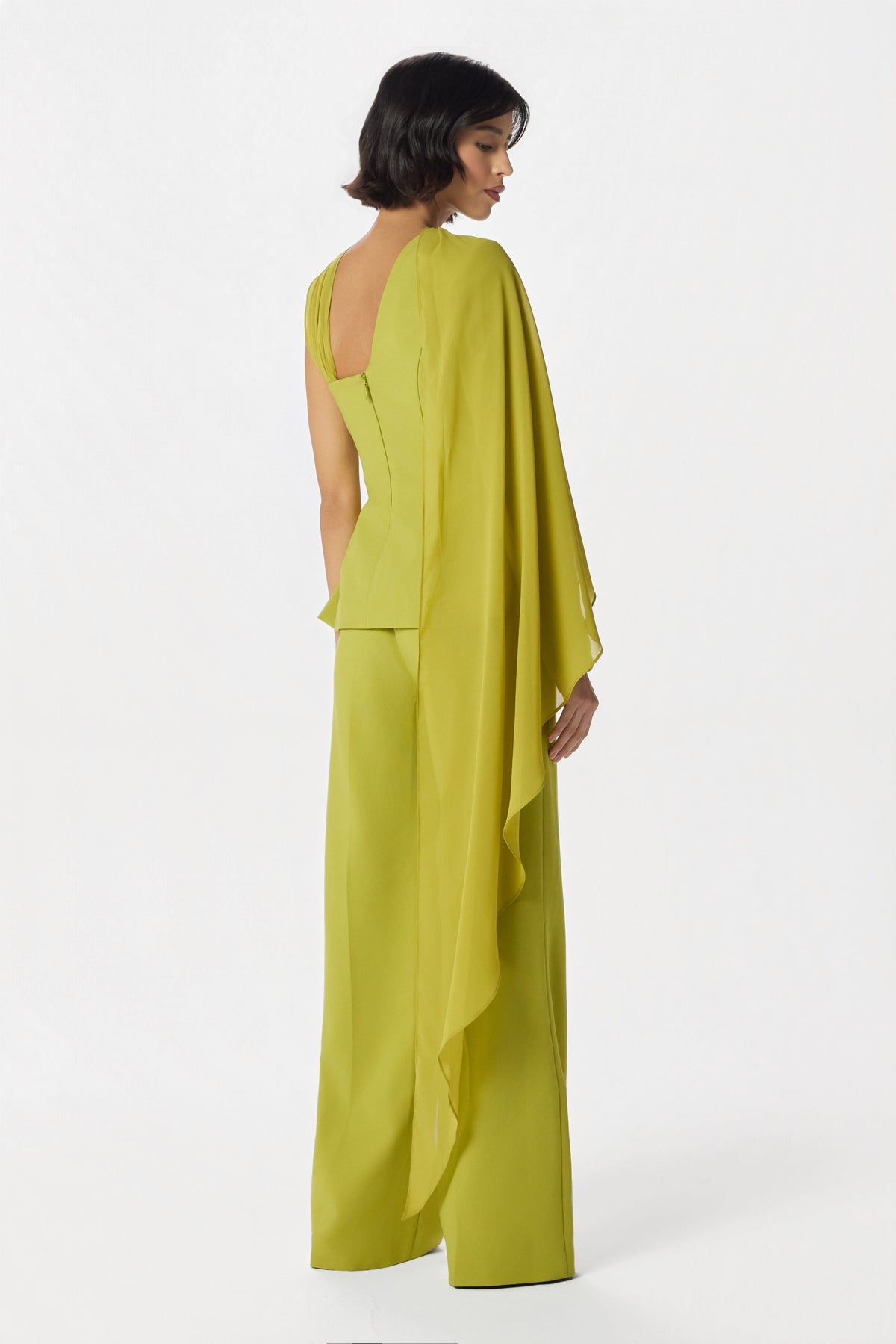 EVIE Wide Leg Trousers In Chartreuse