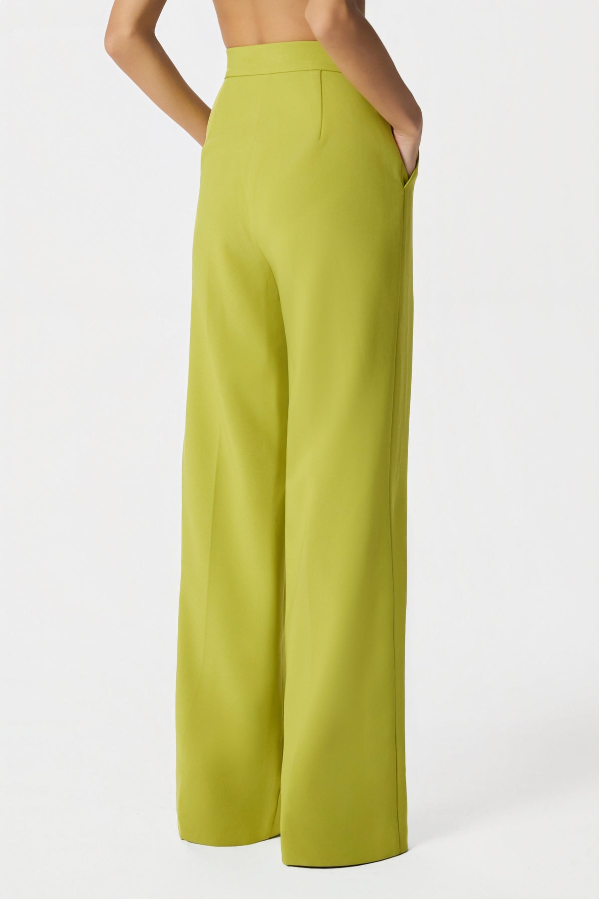 EVIE Wide Leg Trousers In Chartreuse
