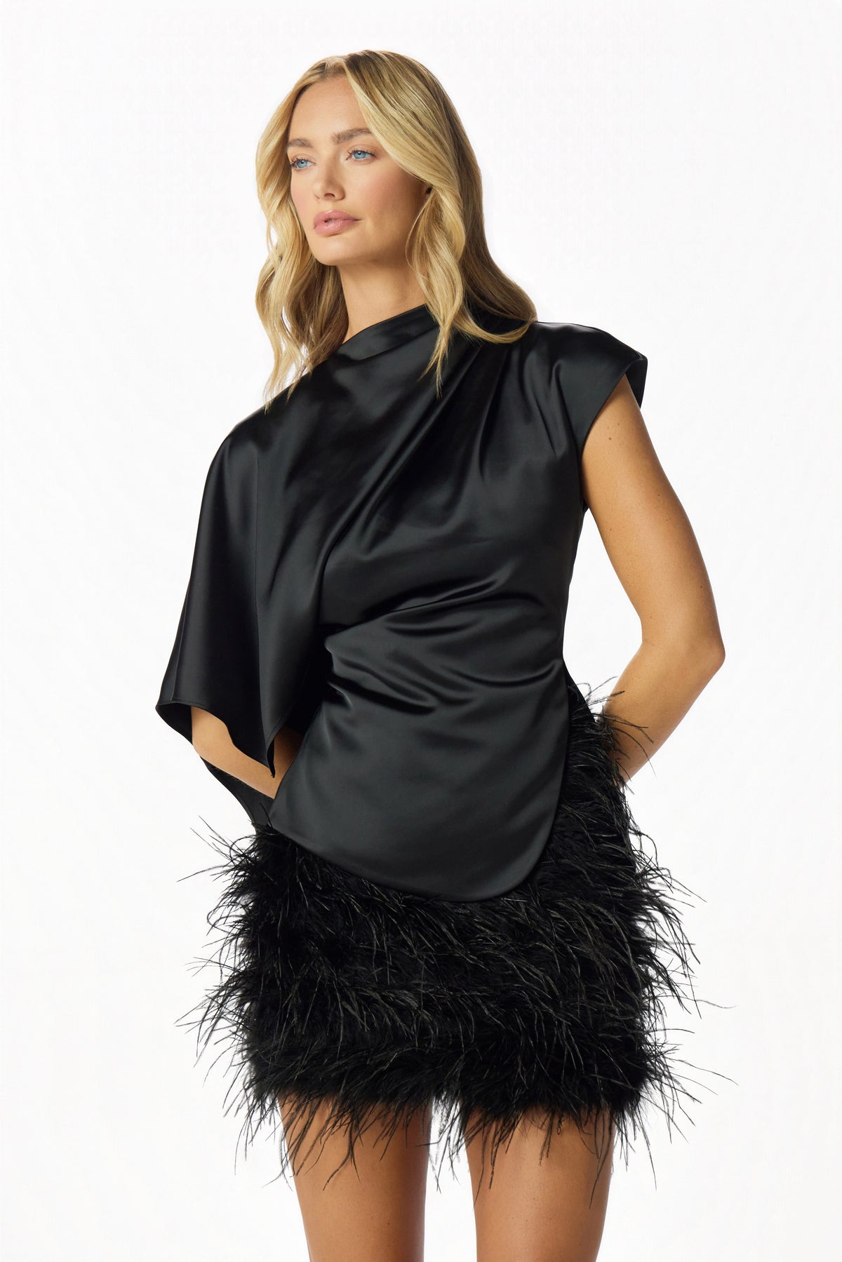 SACHA Feather Mini Skirt in Black