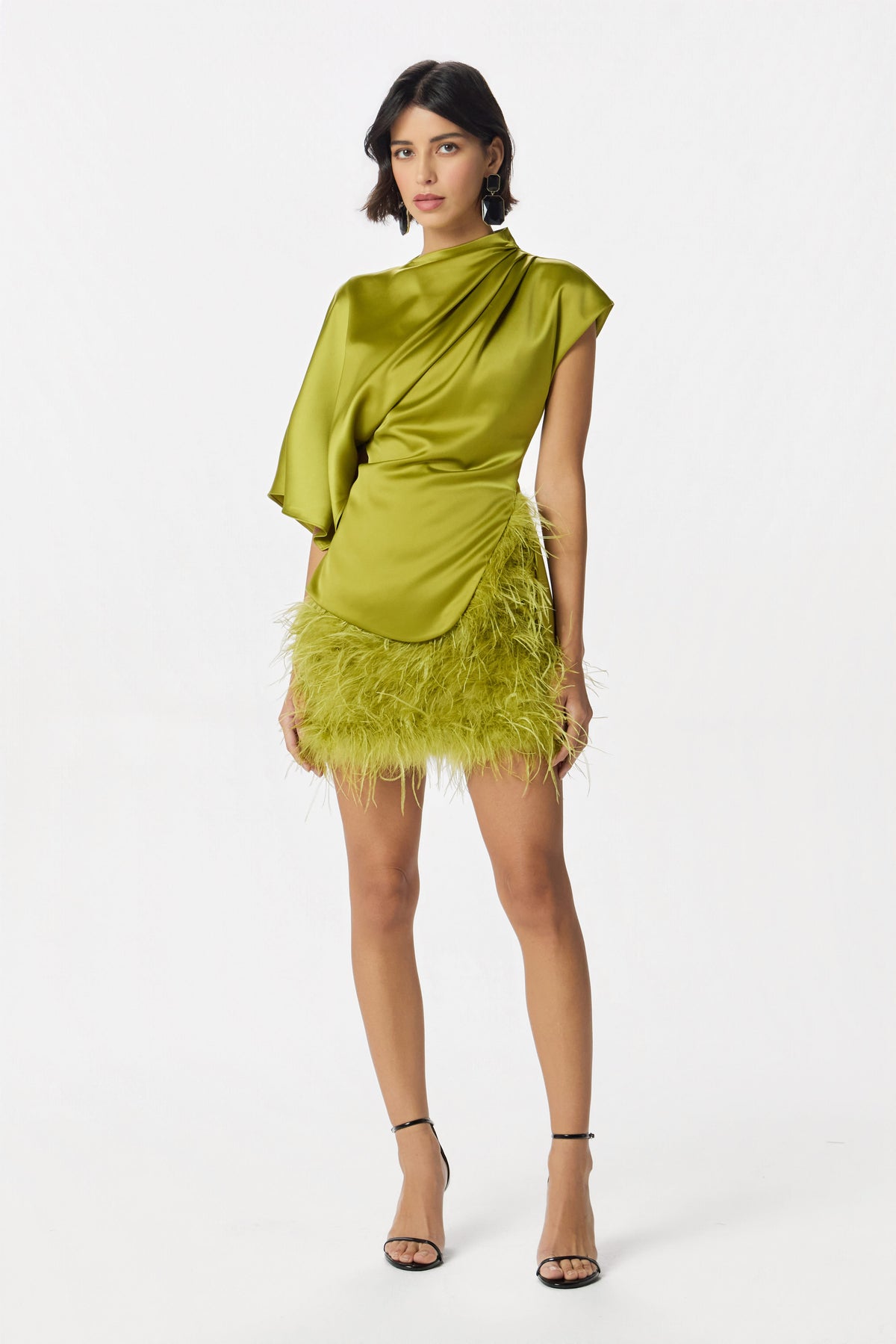 SASKI Satin Top in Chartreuse