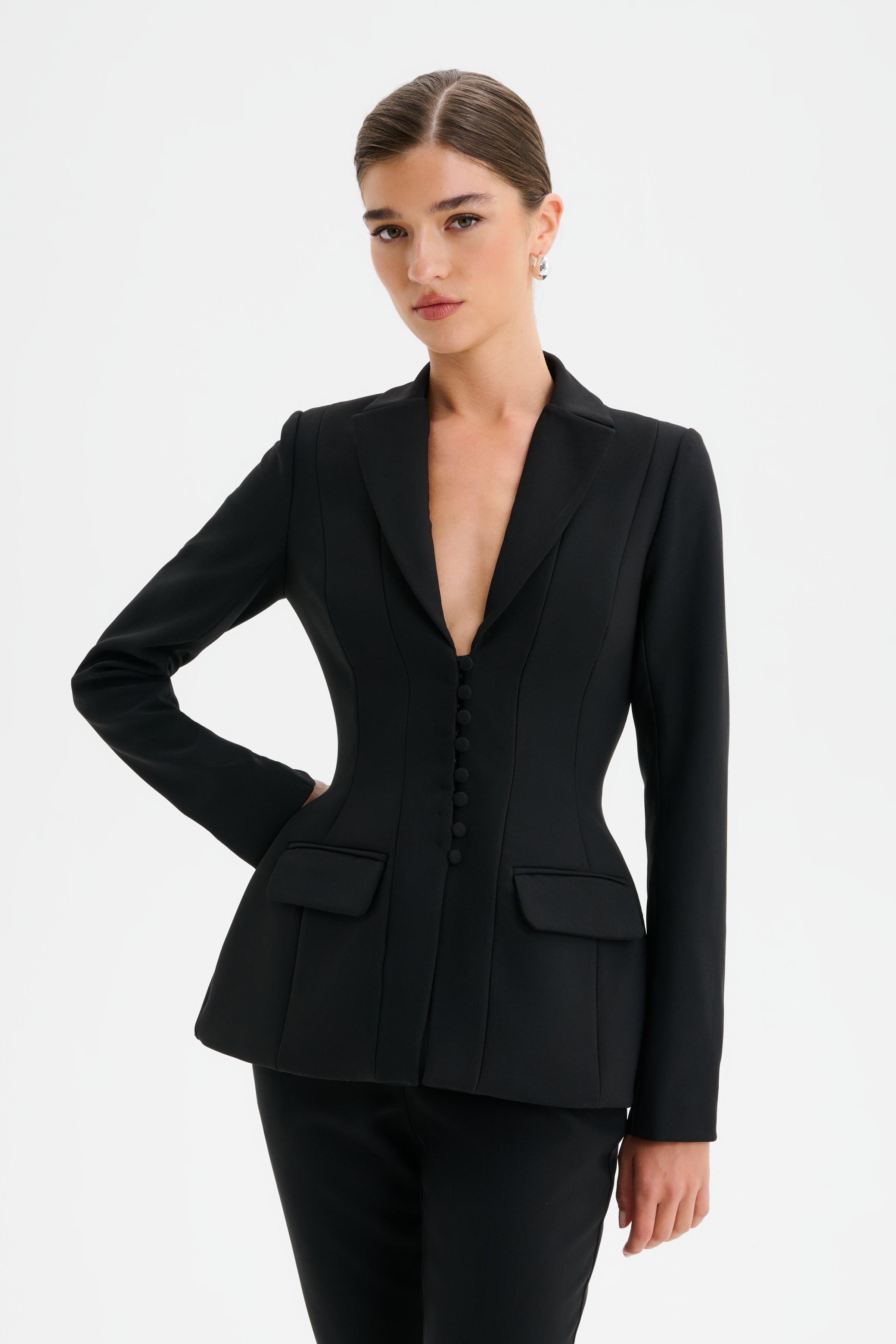 LEA Structured Corset Blazer in Black