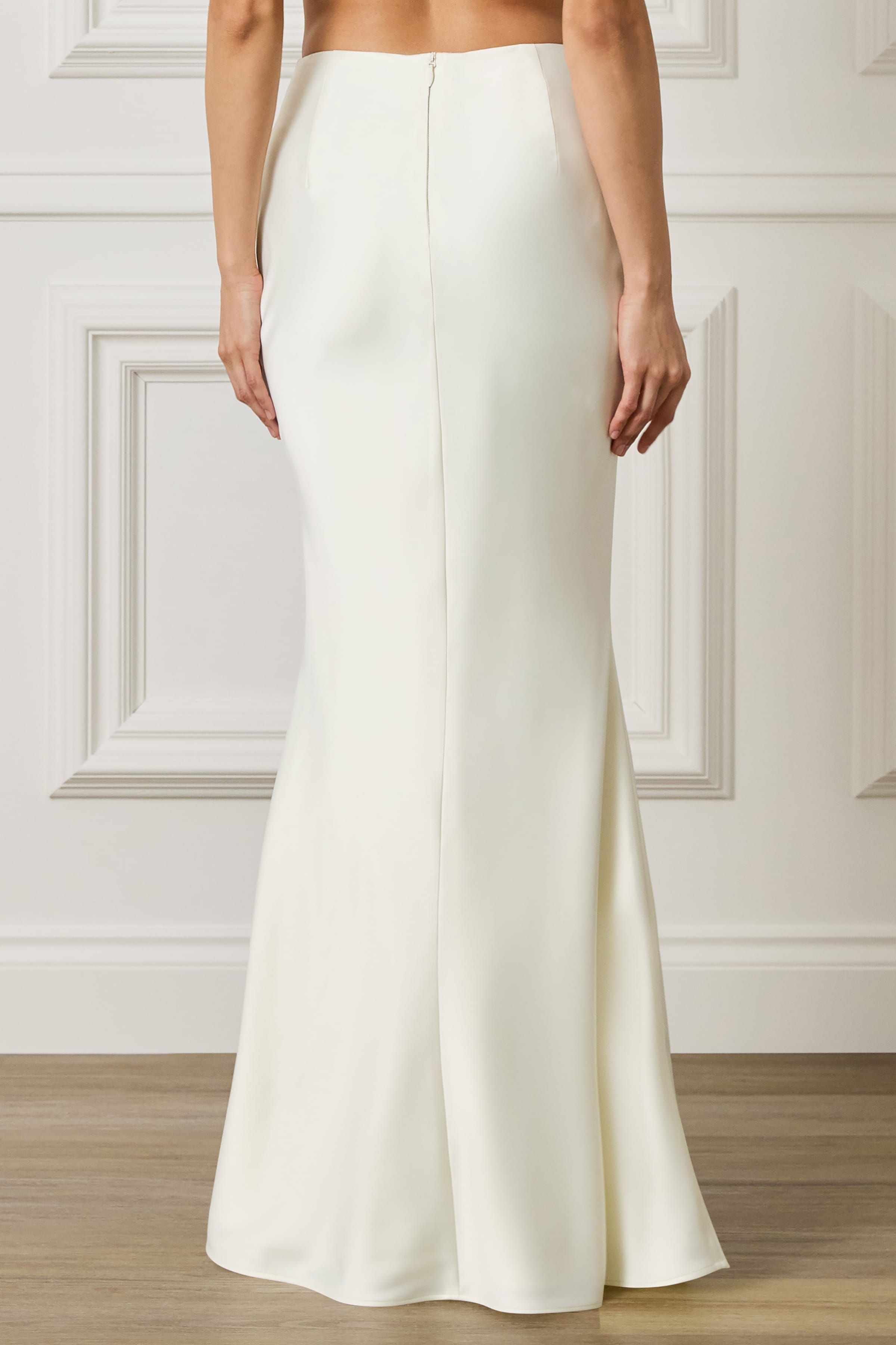 LENA Satin Maxi Skirt in Champagne