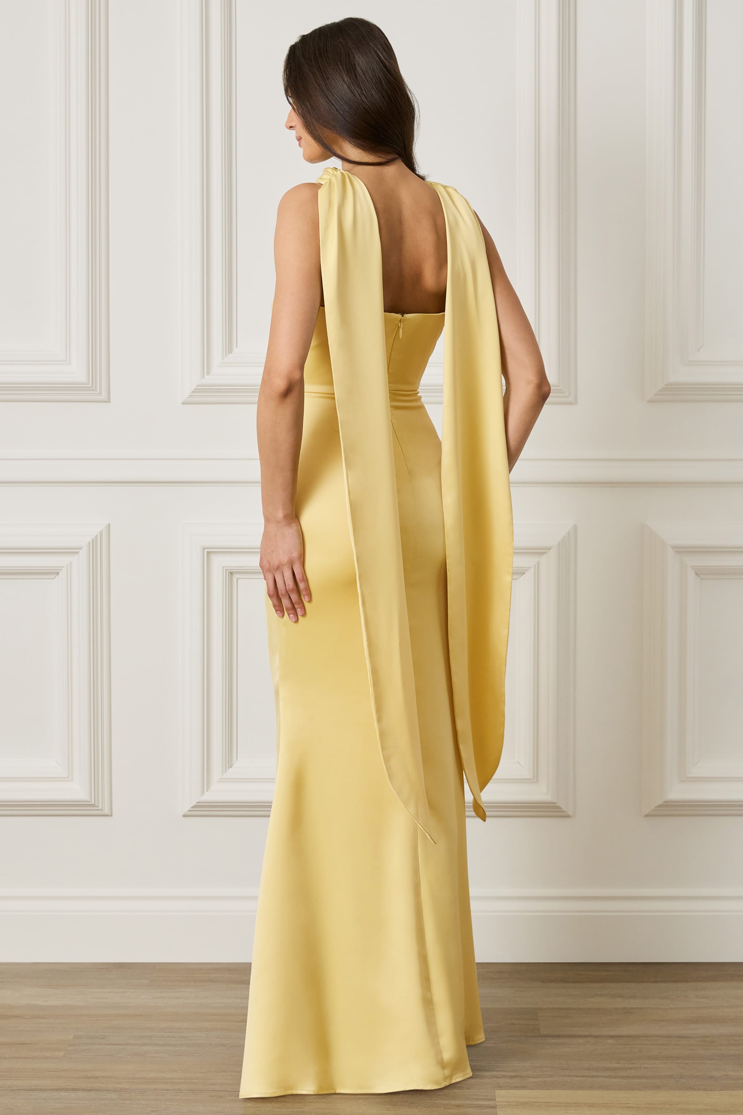 LIORA Scarf Detail Maxi Dress In Yellow