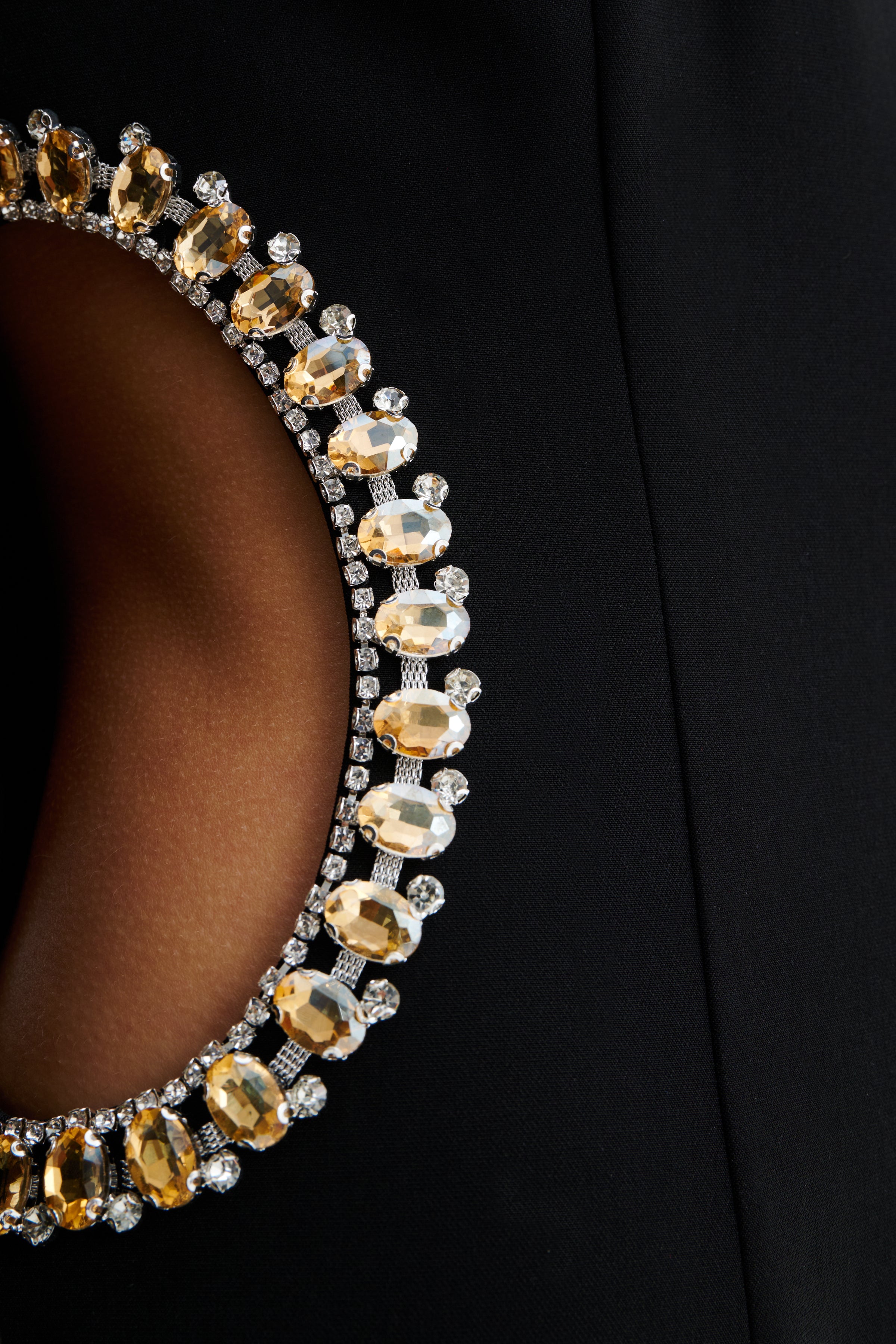 VIVIANA Asymmetric Emebllished Cut Out Maxi Cape Dress In Black