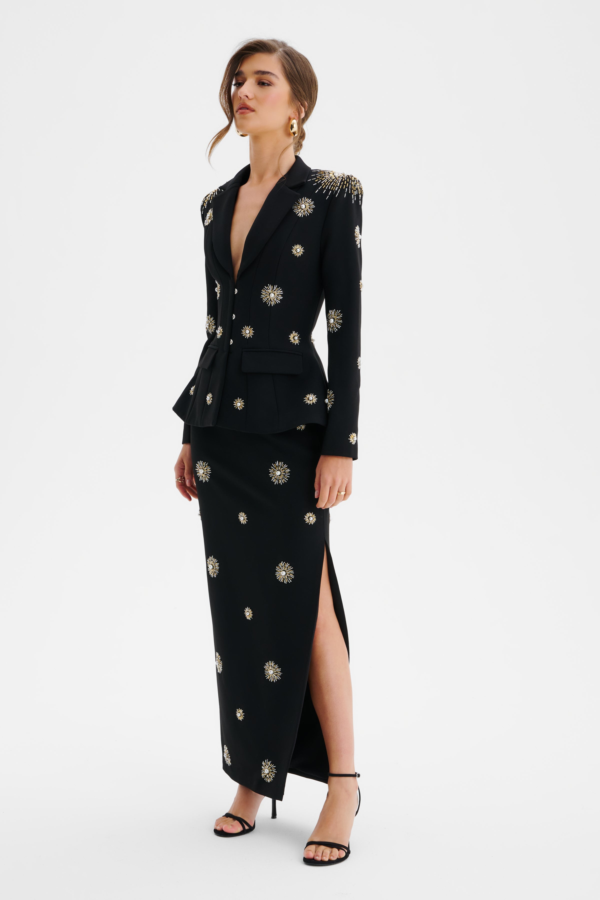 LOVISA Star Hand Embellished Sculptured Blazer In Black