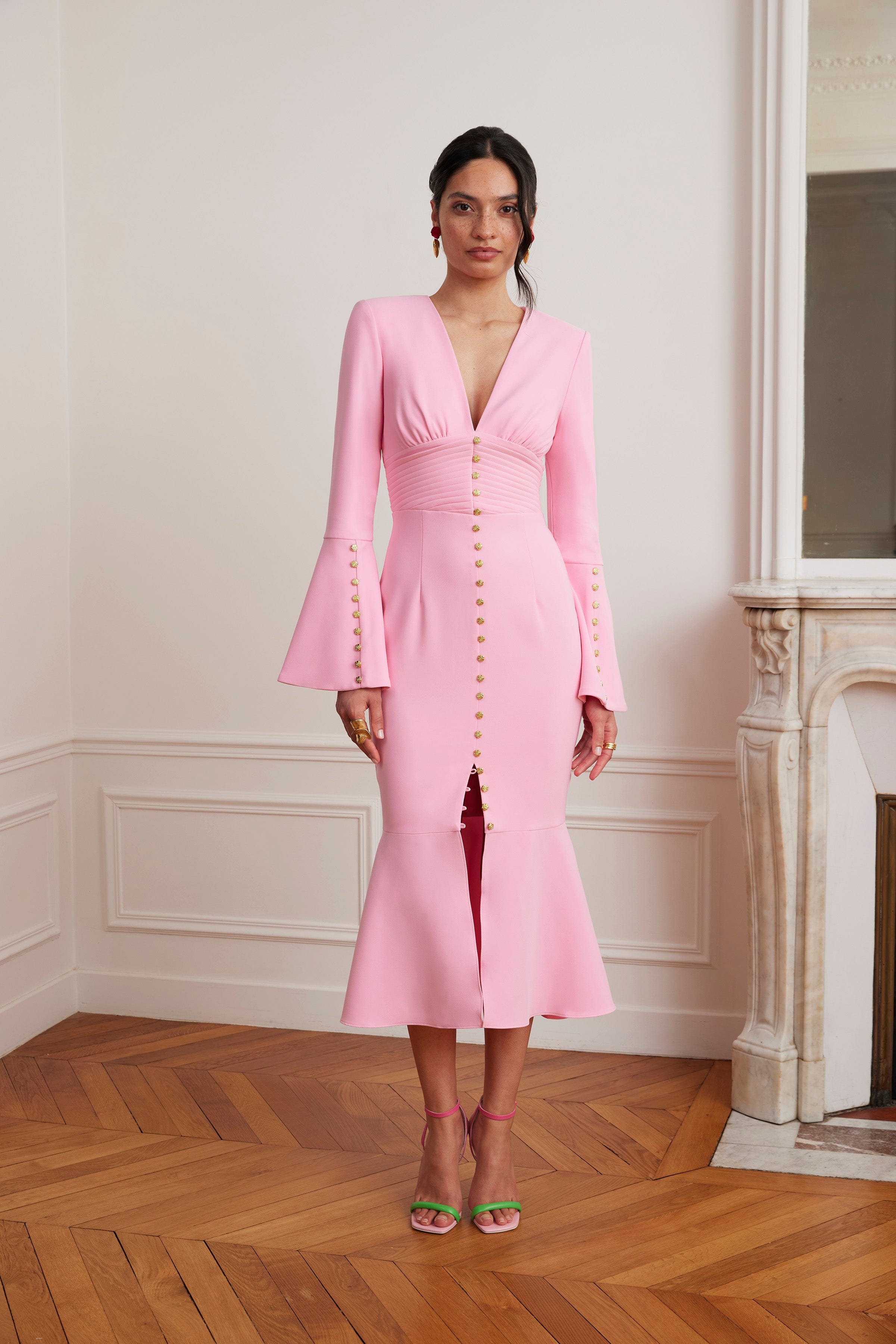 camel midi dress Camel Ribbed Wait Tie Midi Dress