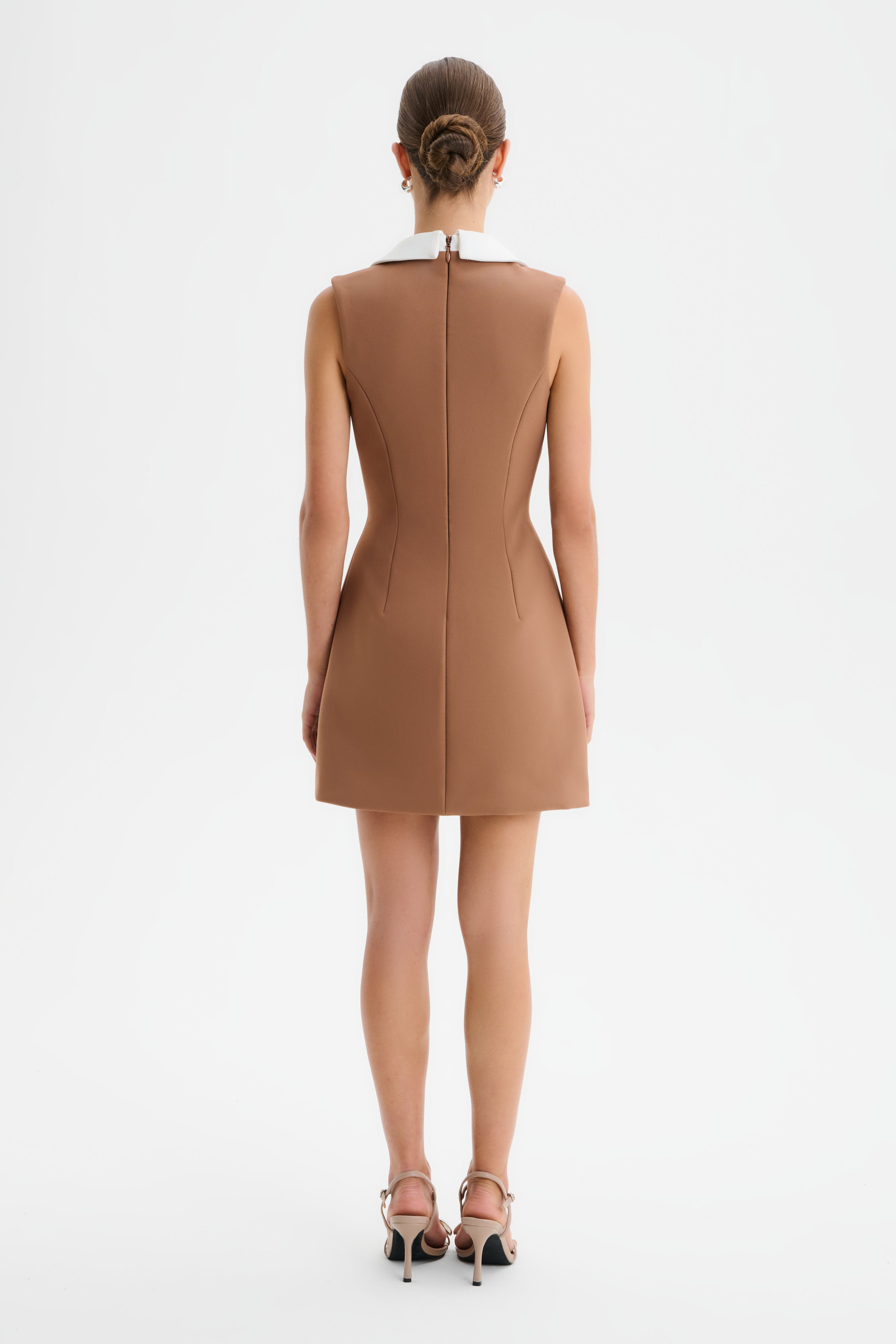AMARA Contrast Tailored Mini Dress in Chocolate