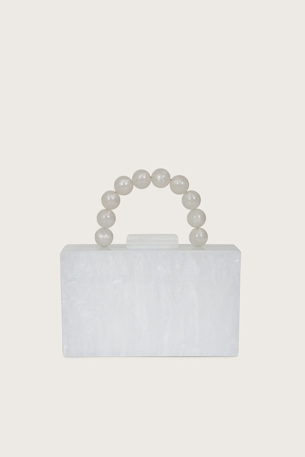 REYA Bead Handle Marbled Box Clutch Bag in White