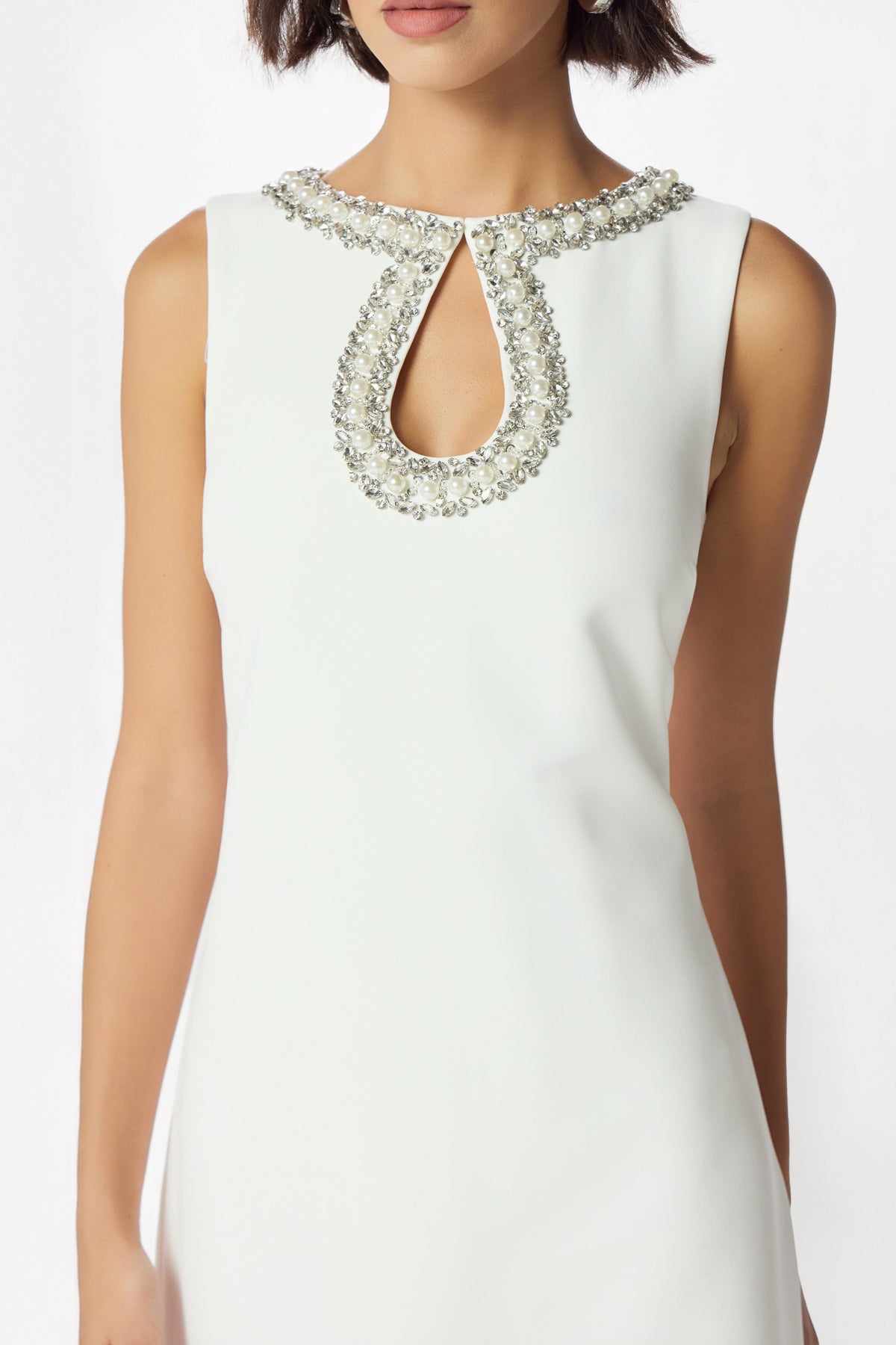 ABBIE Embellished Mini Dress in White