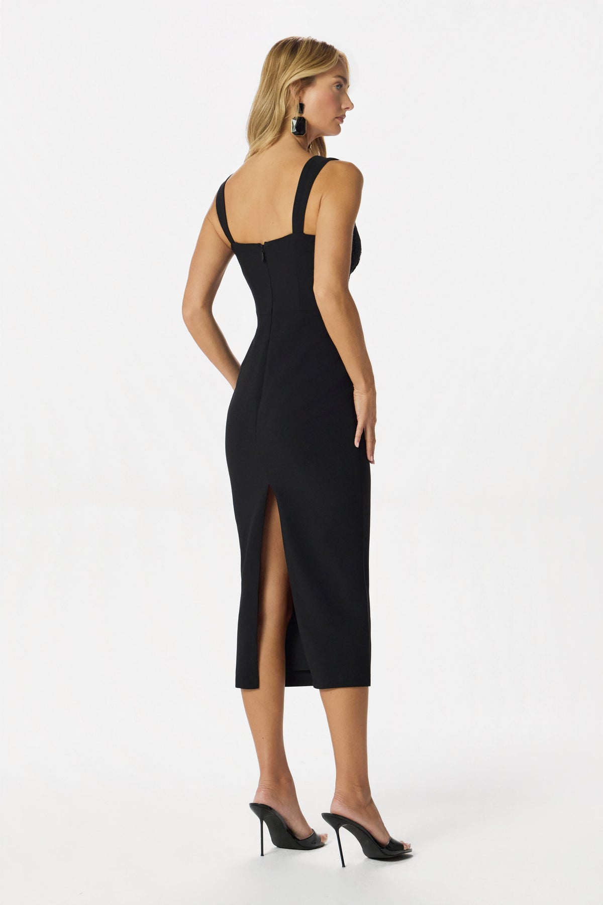 BLAKE Lace Midi Dress in Black