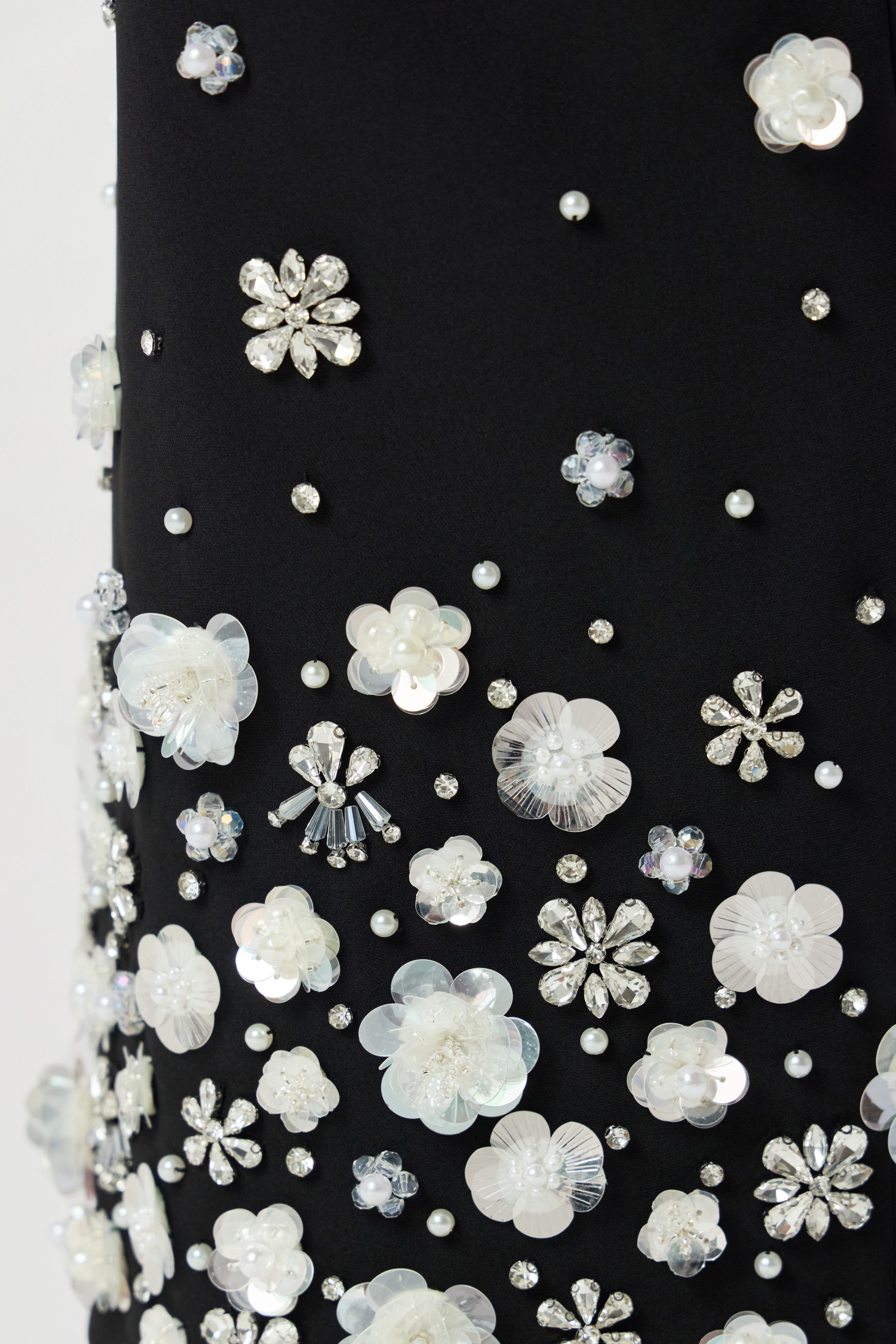 ELARA Ombre Embellished Maxi Skirt in Black