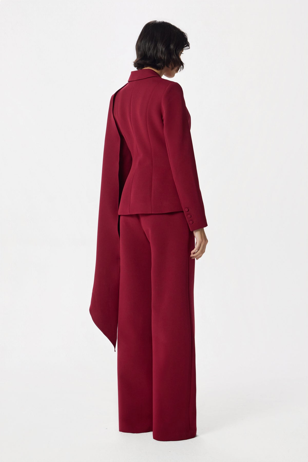 EVIE Wide Leg Trousers in Burgundy