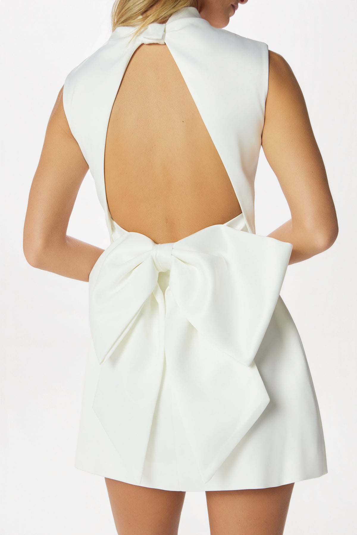 KAROLINA Satin Mini Dress in White