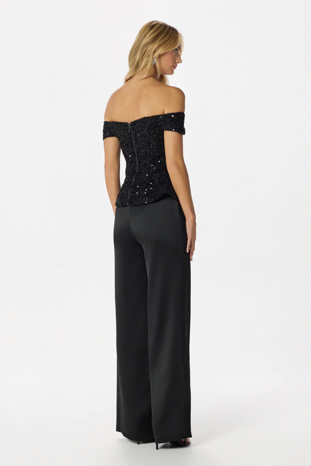 LEILA Embellished Boucle Top in Black