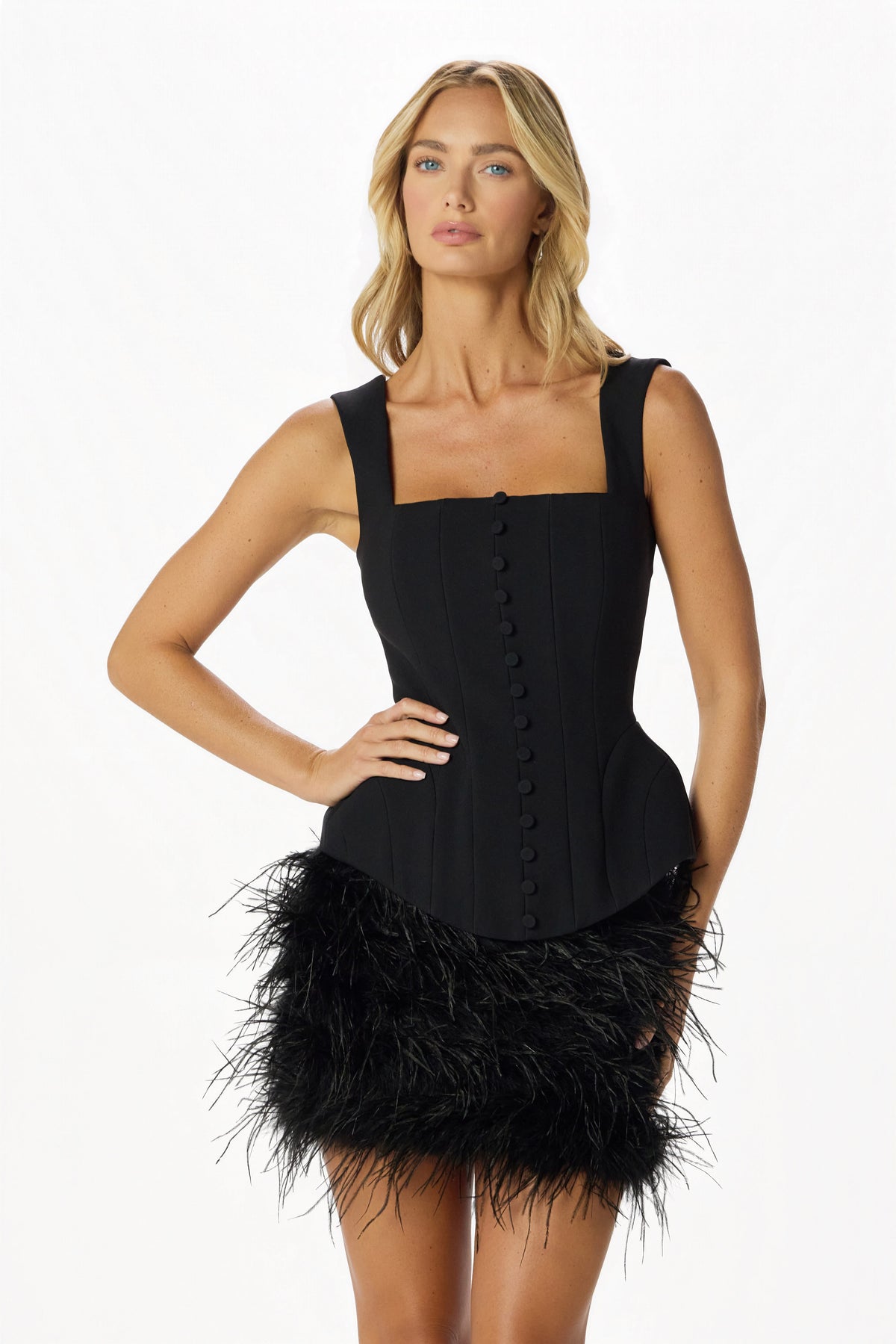 SACHA Feather Mini Skirt in Black